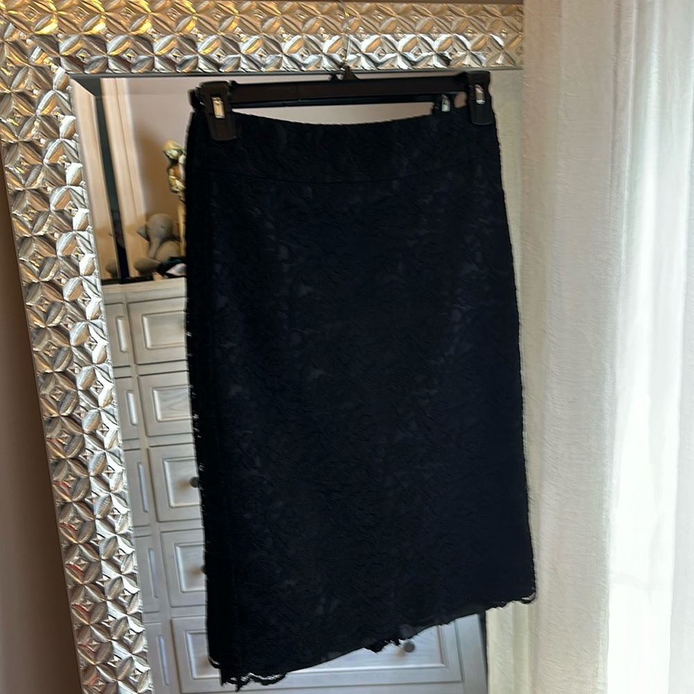 Black lace pencil skirt